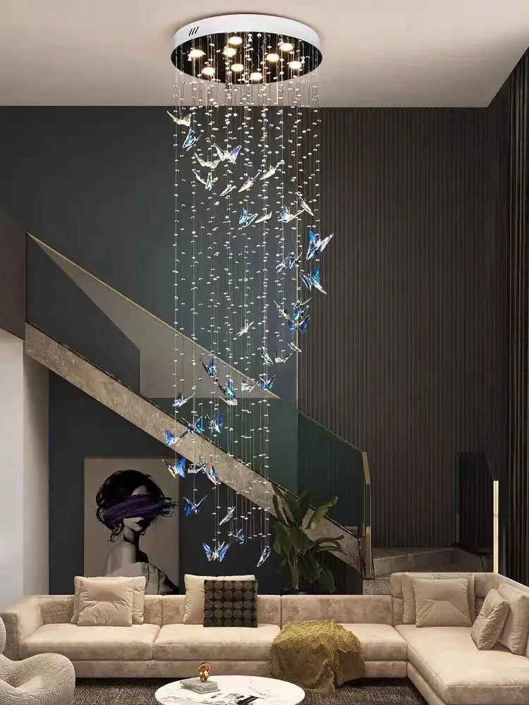 Minimalist Crystals Pendant Light Chandelier for Indoor Ceiling - Butterfly Design