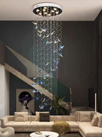 Minimalist Crystals Pendant Light Chandelier for Indoor Ceiling - Butterfly Design