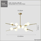 Modern Glass Ball LED Chandelier Gold/Black Pendant Lamp for Living & Dining Spaces