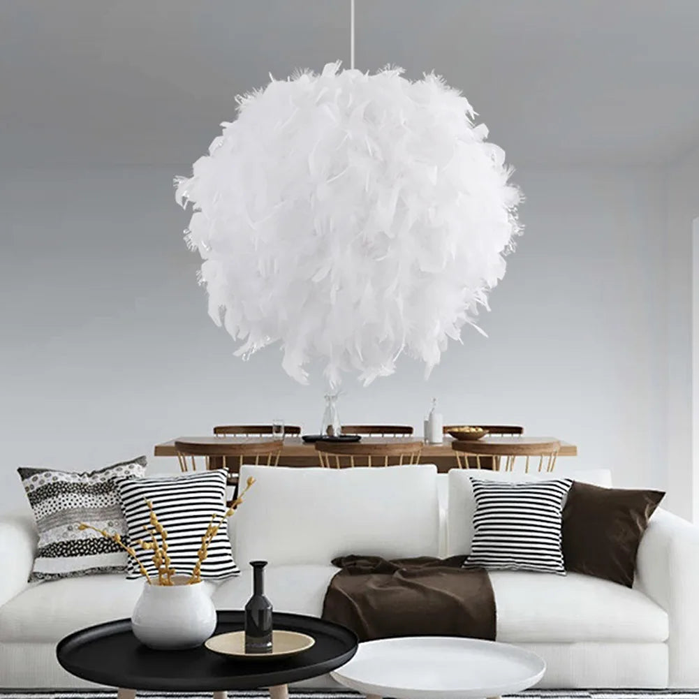 Feather Pendant Lamp E27 Hanging Light Nordic Chandelier for Bedroom & Dining Room by Afralia™