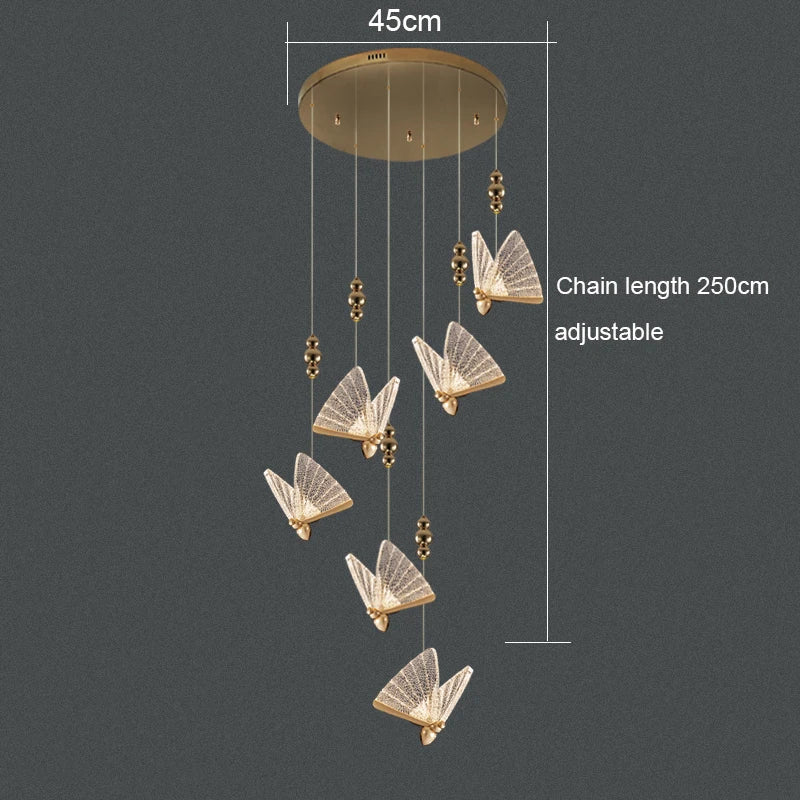 Acrylic Butterfly Chandelier Ceiling Lamp Indoor Lighting