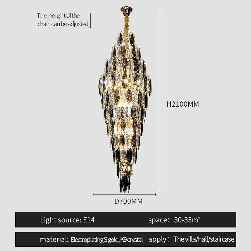 Crystal Chandelier for Luxe Modern European Villa Decor