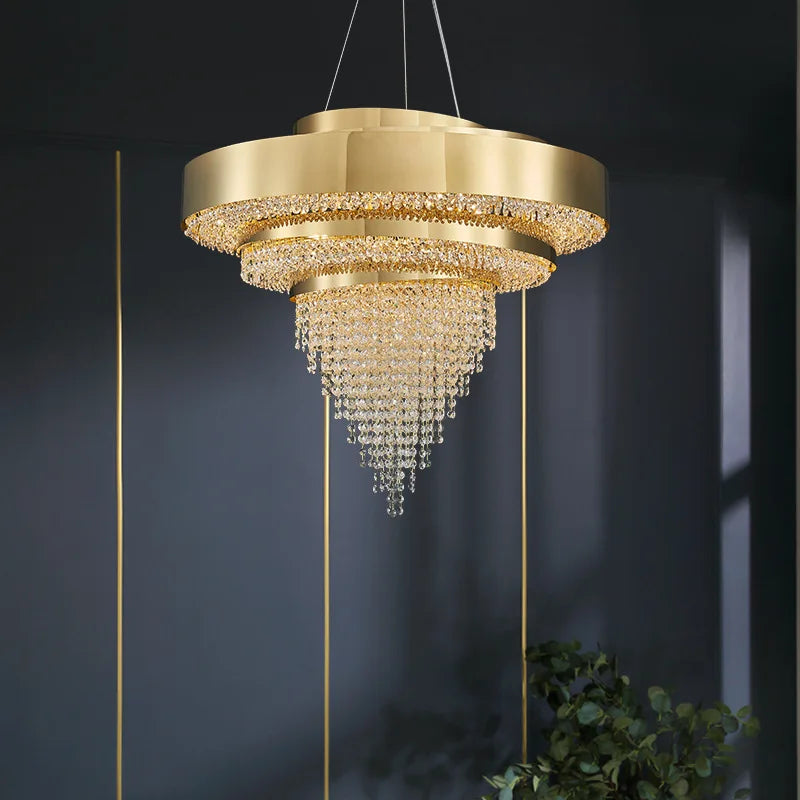 Golden Crystal Chandelier for Luxury Living & Dining Rooms