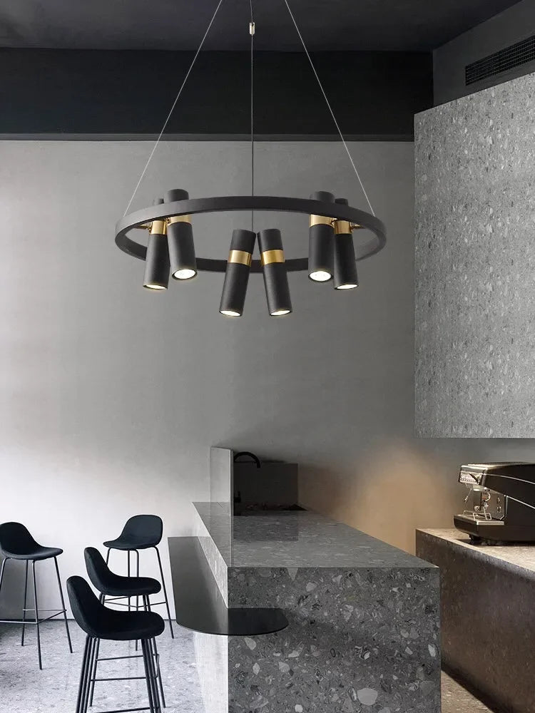 Black Metal Circle LED Pendant Light for Living room, Dining, Kitchen, Bar Decor