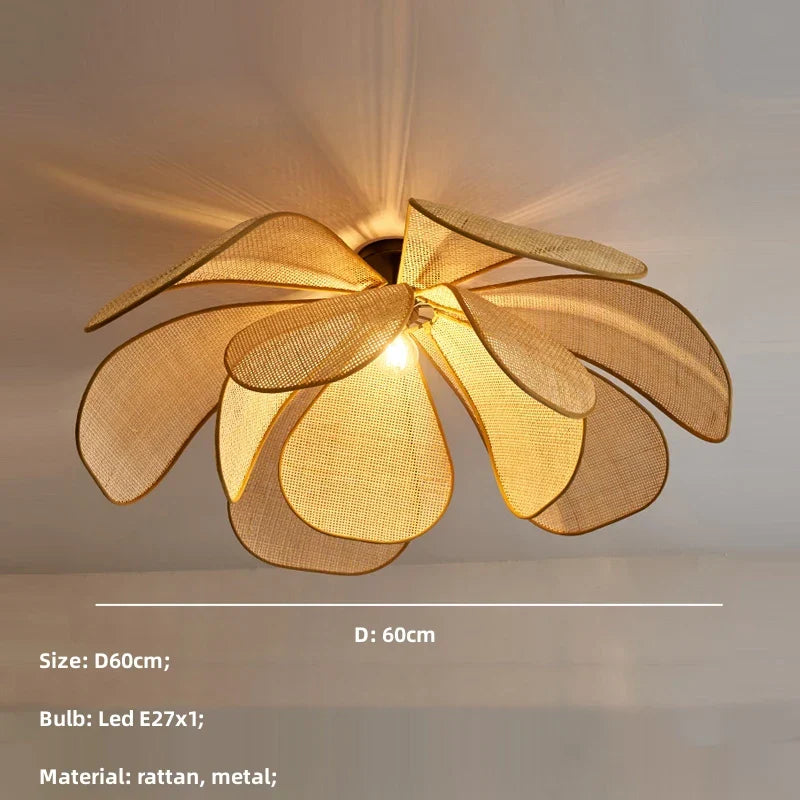 Flower Rattan Pendant Lights Chandelier - Nordic Style Home Decor Lamp