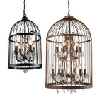 Iron Birdcage Crystal Chandelier: Spherical Pendant Light for Home Decor