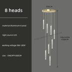 Golden LED Crystal Chandelier for Living Room Staircase
