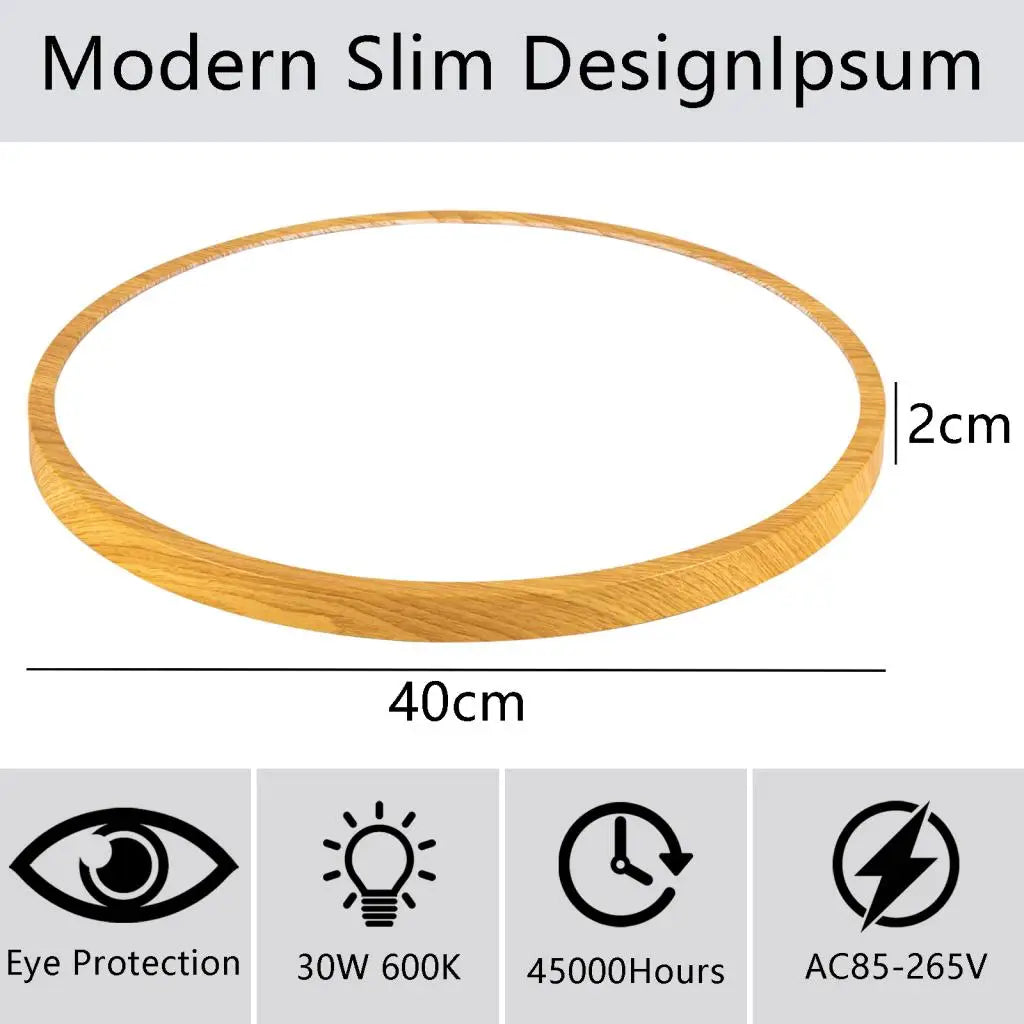 Wood LED Ceiling Lamp: Modern Nordic Round Light Fixture for Living Room & Bedroom