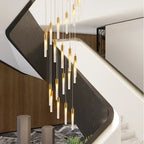 Modern Crystal Staircase Chandelier Lighting for Restaurant Gold Corridor