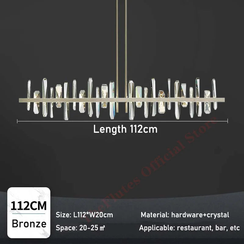 Modern Copper Chandelier Light Luxury Glass Strip Design For Bar and Restaurant