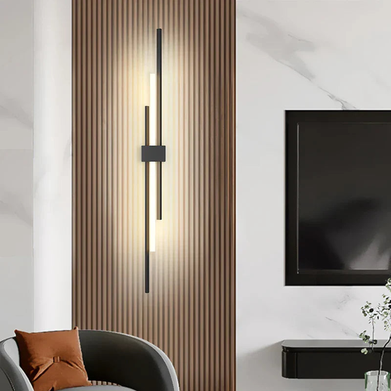 LED Grille Living Room Sofa TV Wall Lamp Strip, Minimalist Modern Bedroom Bedside Lighting