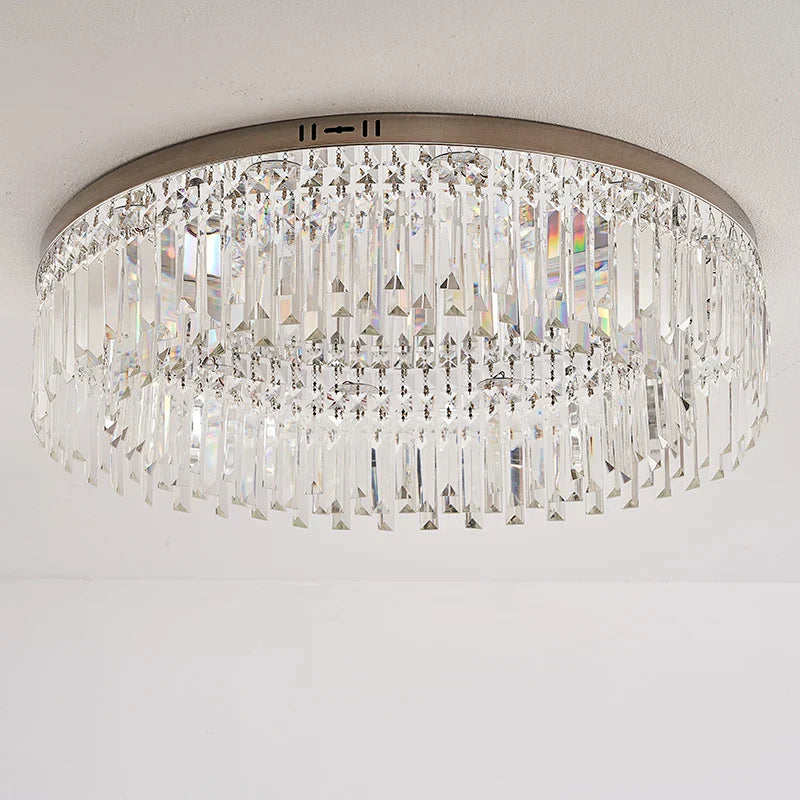 Luxury Crystal Round Black Gold Ceiling Chandelier for Bedroom Living Room Lighting