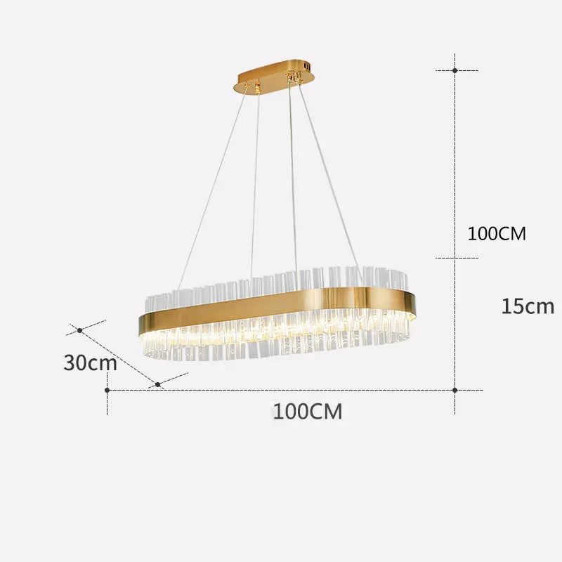 LED Crystal Pendant Light: Modern Nordic Round Chandelier with Dimmable Gold Finish