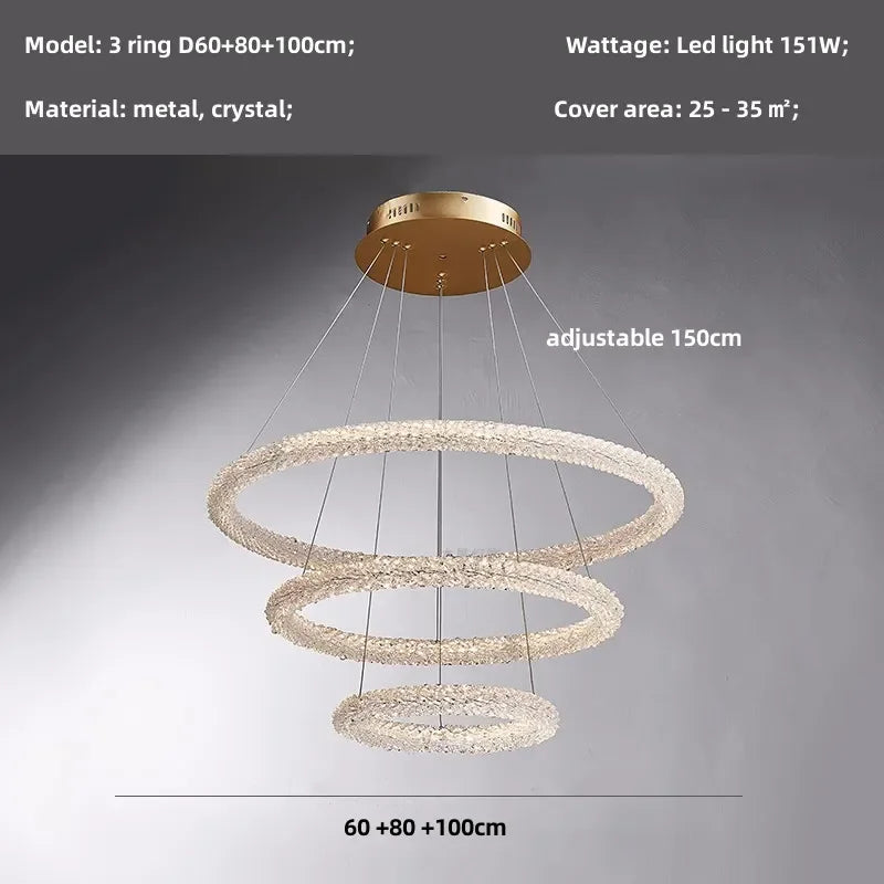 Crystals Pendant Lights: Modern Dimmable Chandelier for Luxury Living Room, Dining, Bedroom