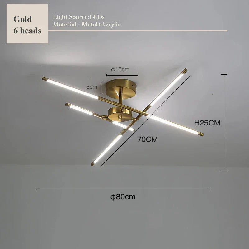 Modern LED Linear Chandelier: Creative Design Ceiling Lamp with Remote for Home Decor