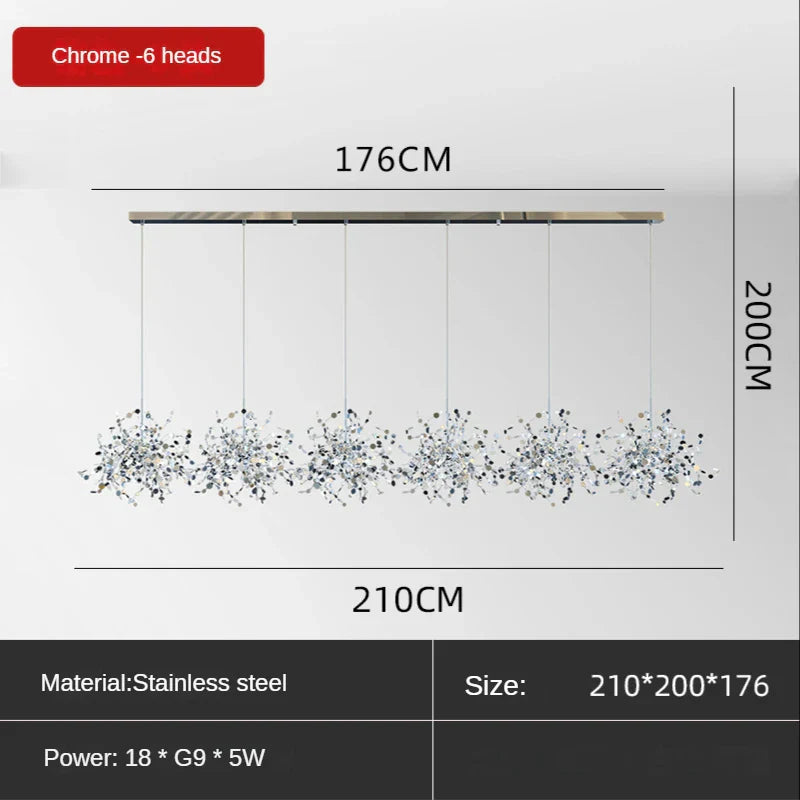 Leaf Sequin Ceiling Chandelier for Modern Living Room, Restaurant, Bar, and Shop Window