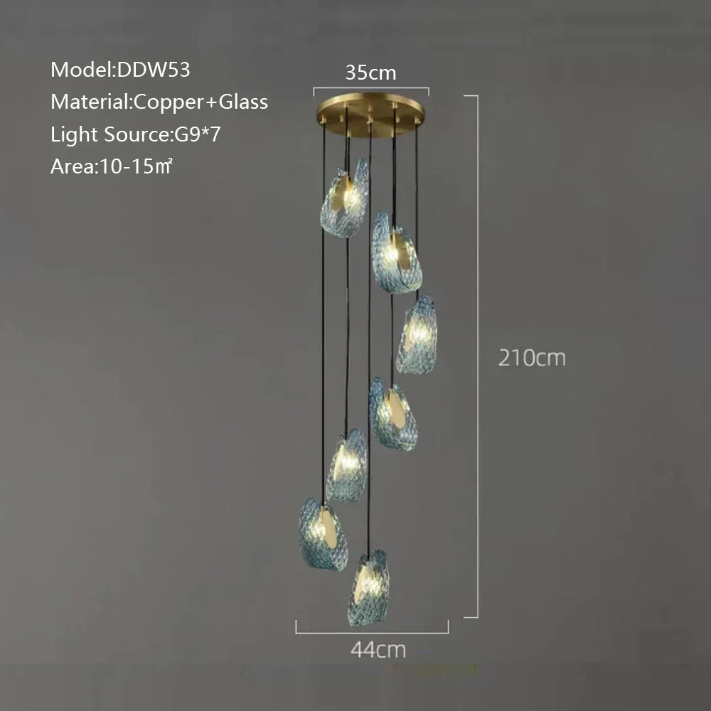 Peacock Leaf Copper Ceiling Chandelier: Modern LED Art Deco Blue 2024 Lustre