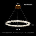 Crystal Flower LED Chandelier Round Ring Pendant for Dining Living Room Lighting