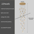 Crystal Chandelier Pendant Light for Luxury Staircase