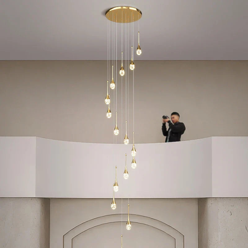 Crystal Bubble Chandelier for Living, Dining, Bedroom - Modern Stairwell Design