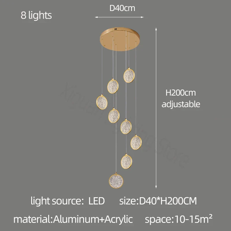 Round Cake Chandelier: Modern Staircase Lamp for High-rise Buildings, Hotels, and Homes
