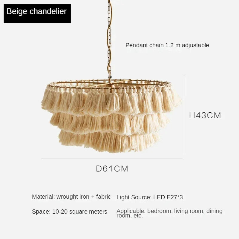 Bohemian Vintage Fela Tassel Handwoven Chandelier LED Home Decoration Light