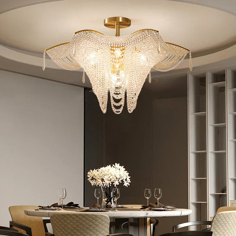 Modern Butterfly Crystal Chandelier Light for Living Room, Dimmable Home Lighting
