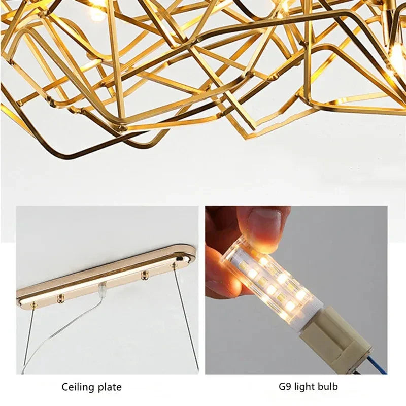 Nordic Art LED Chandelier: Modern Creative Pendant Lamp Light for Dining Table Room