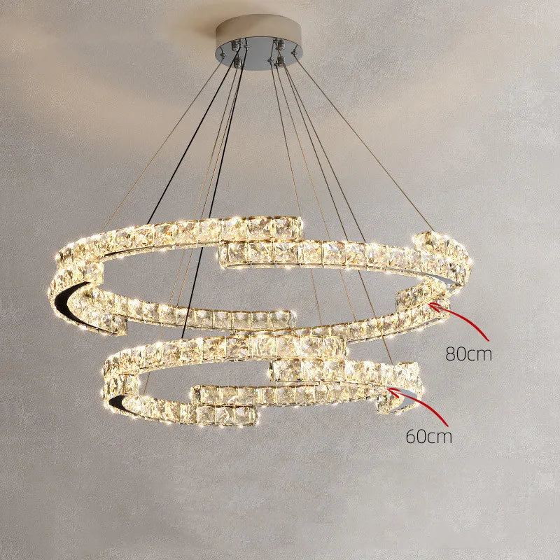 Luxury Crystals Chandelier LED Pendant Lamps - Dimmable Double Layer High-end Lights