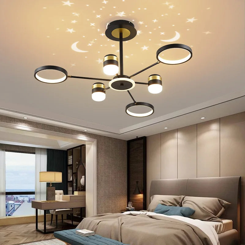 Modern Stars Chandelier Ring Light LED for Living Room Kids Room