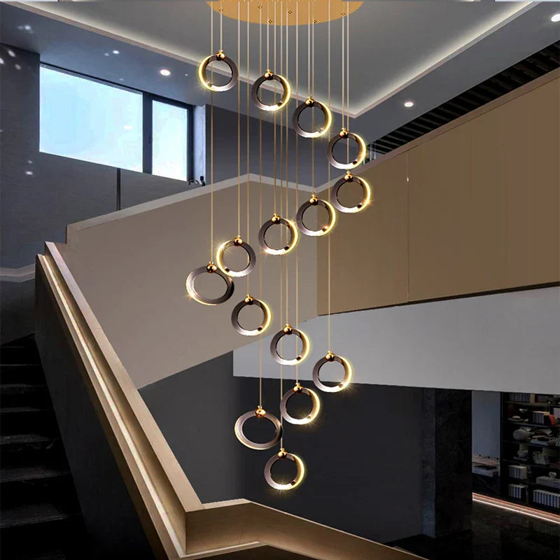 Crystal Chandelier Stair Pendant, Modern Living Room Lighting, Interior Home Decoration