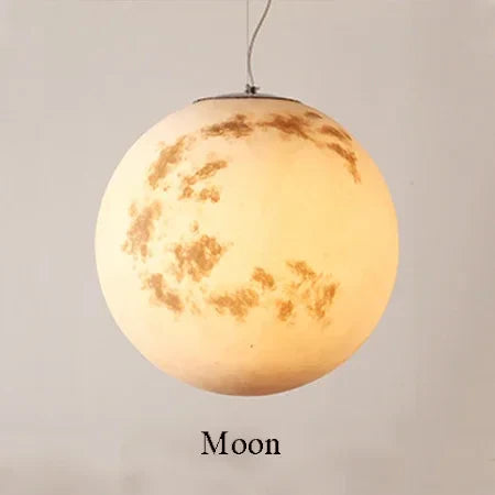 Moon Resin Ball Planet Pendant Light | Children Room Hanging Lamp