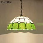 Tiffany Square Pendant Light, Stained Glass Hanging Lamp for Home Decor