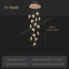 LED Staircase Chandelier: Modern Loft Lighting Fixture for Living & Dining Room