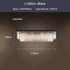 Black Gold Crystal Ceiling Chandelier: Modern LED Pendant Light for Luxe Living Spaces