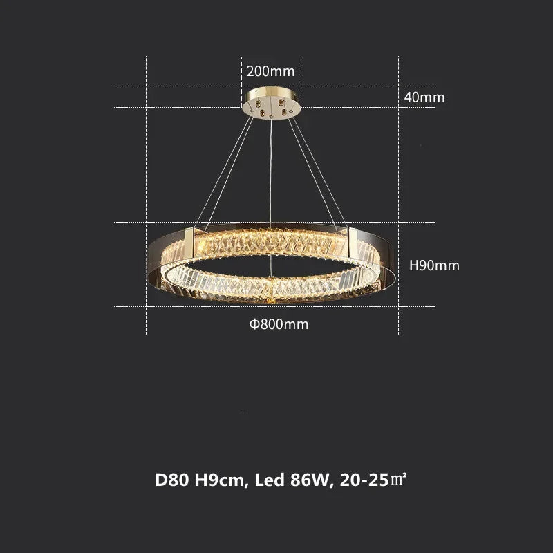 Crystal LED Dimmable Ceiling Lamp with Steel Body and Gray Glass