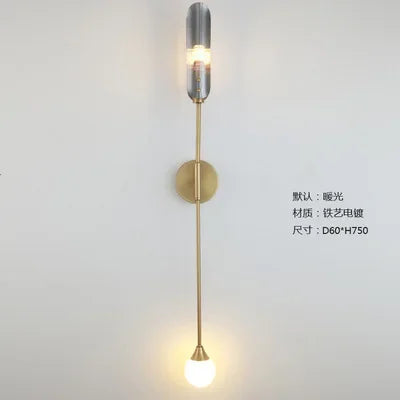 Golden Inclined Tube Wall Lamp for Modern Luxury Living Room Bedroom Décor