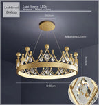 Crown Crystal Chandelier Pendant Light for Bedroom and Living Room Decor