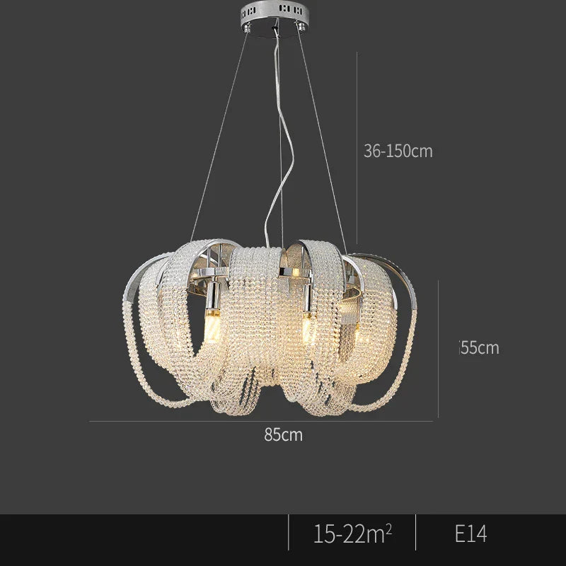 Tassel Crystal LED Chandelier: Nordic Style Round Pendant Lamp for Modern Home Decor