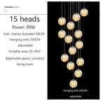 Luminous Glass Ball Pendant Chandeliers for Living Dining Room Decor LED Lighting