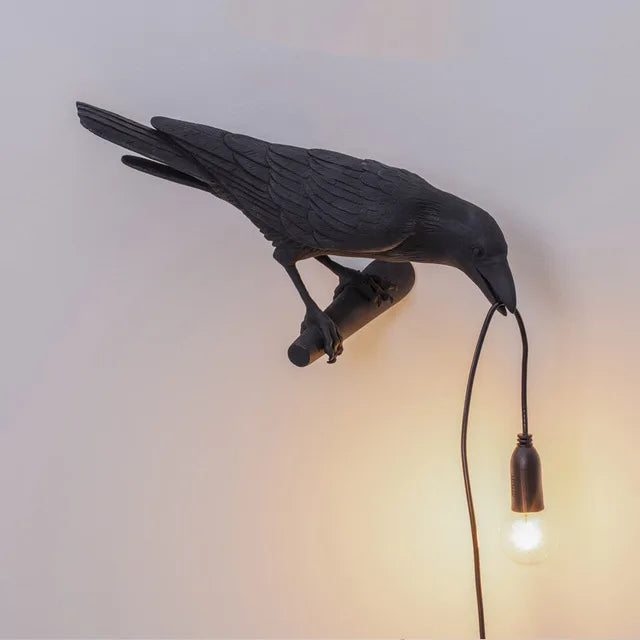 Designer Bird Wall Lamp Modern Resin White Black LED Light Bedroom Living Room