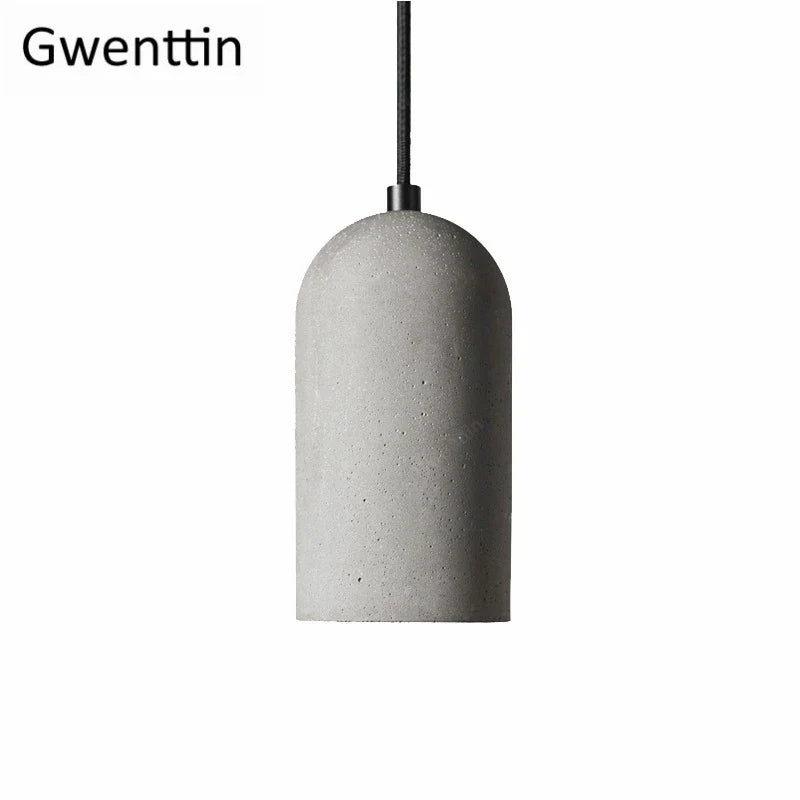 Cement Pendant Lamp: Vintage LED Hanging Light for Dining Room and Cafe