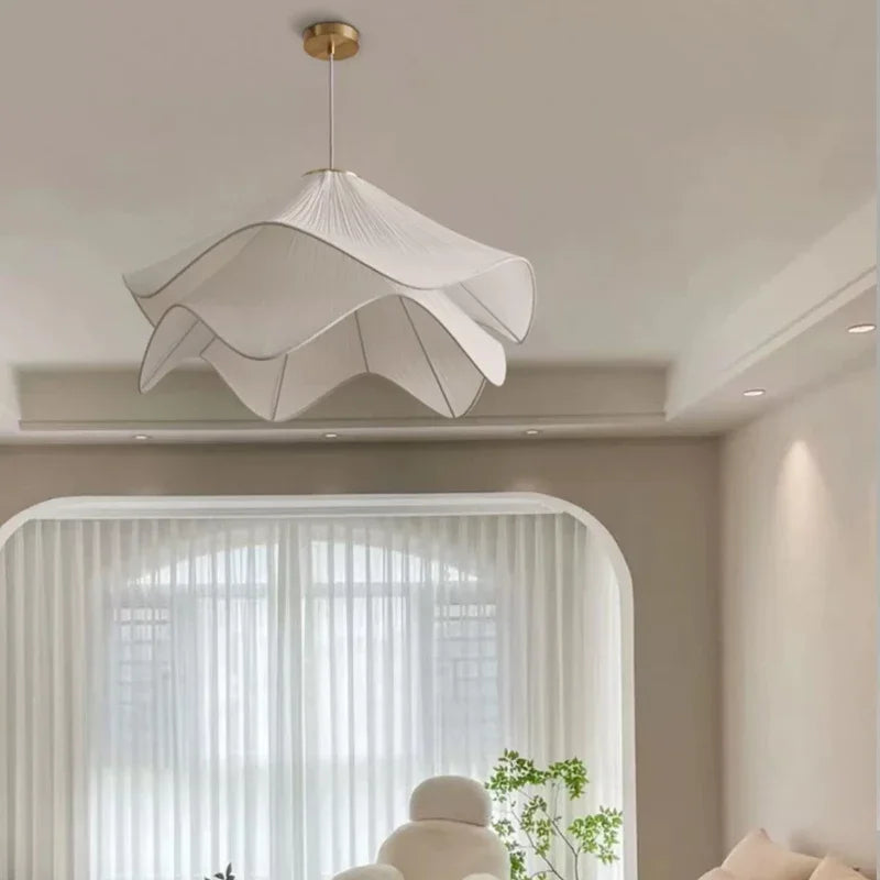 Petal Chandelier Light: Modern Fabric Ceiling Pendant for Bedroom, Living Room, Dining Room