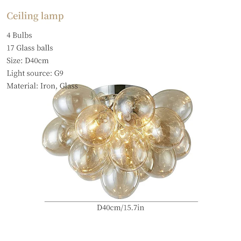 Glass Ball Chandelier: Modern Color Pendant Light for Living Room Decor