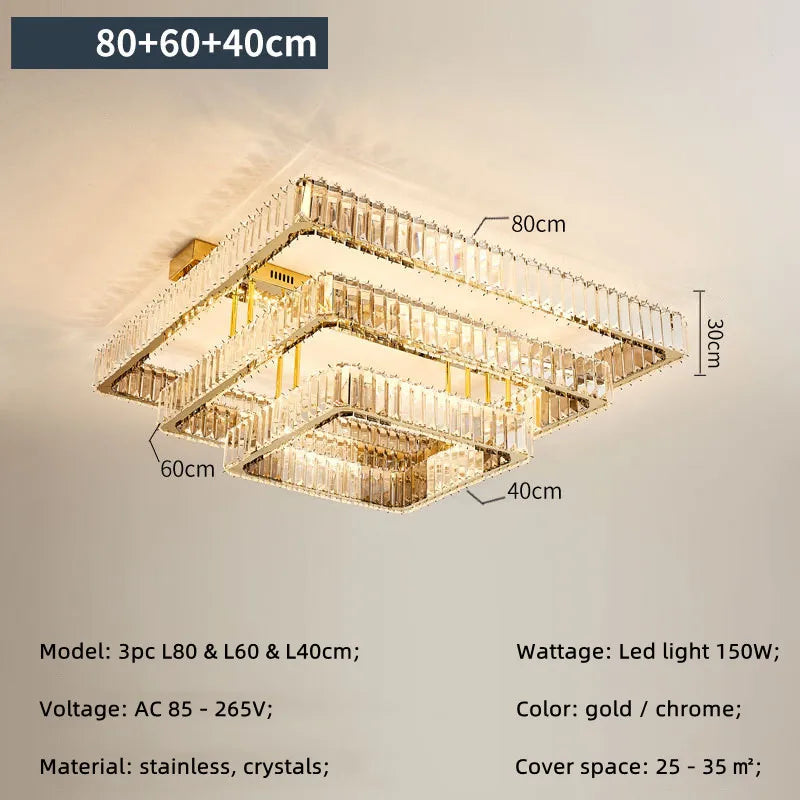 Crystal Chandelier LED Ceiling Light for Bedroom, Dimmable Luxury Foyer Lighting