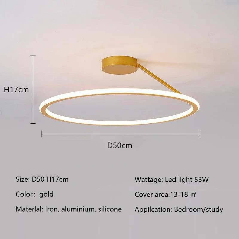 Modern Round LED Ceiling Chandelier Aluminum Dimmable Bedroom Light