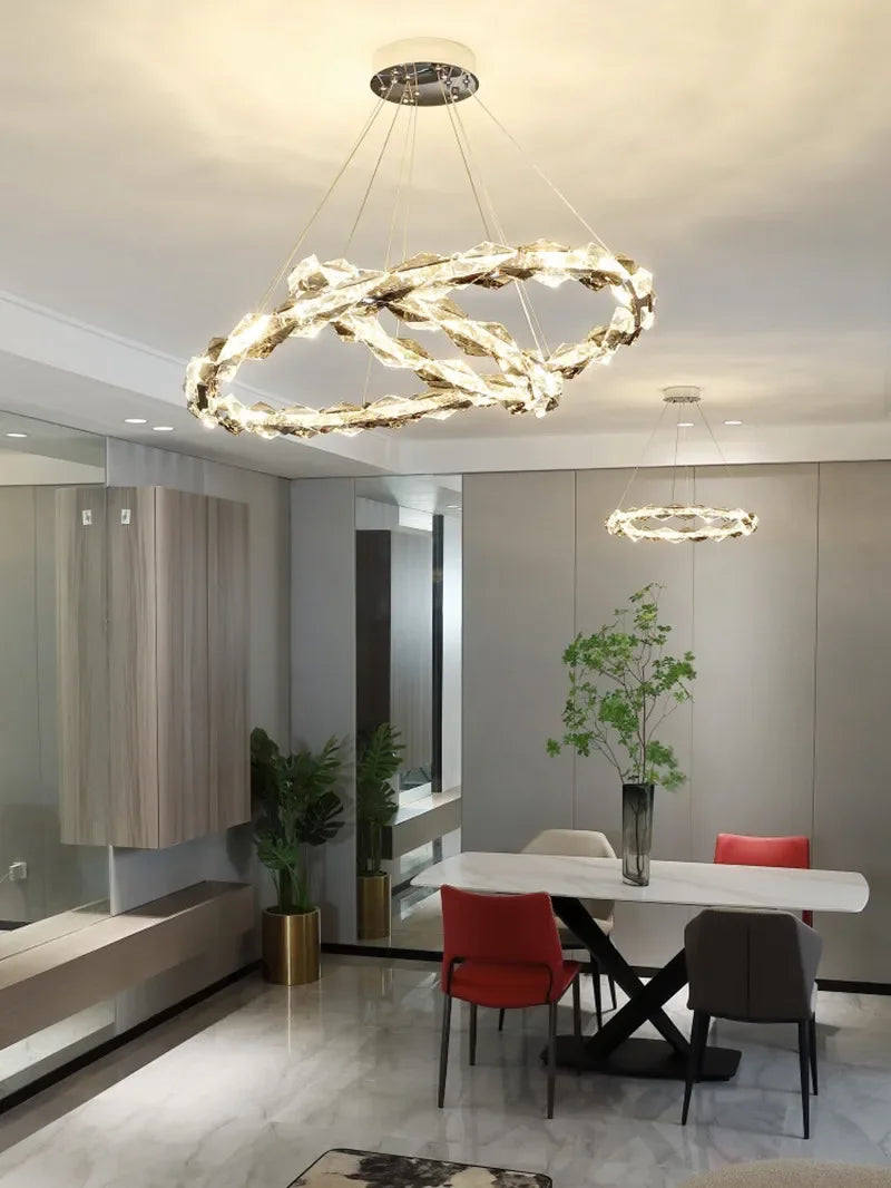 Modern Crystal LED Ceiling Chandelier Light Set for Stylish Indoor Lighting