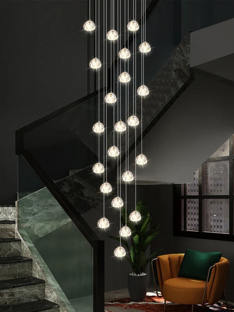 Luxury Spiral Staircase Chandelier LED Pendent Lamp for Stylish Living Room