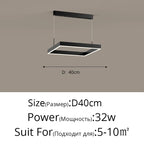 Nordic Minimalist LED Square Chandelier for Living Dining Bedroom - Luster Lighting