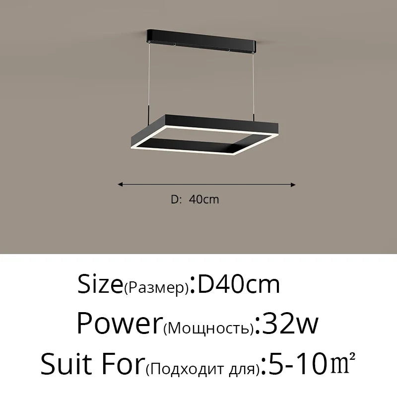 Nordic Minimalist LED Square Chandelier for Living Dining Bedroom - Luster Lighting